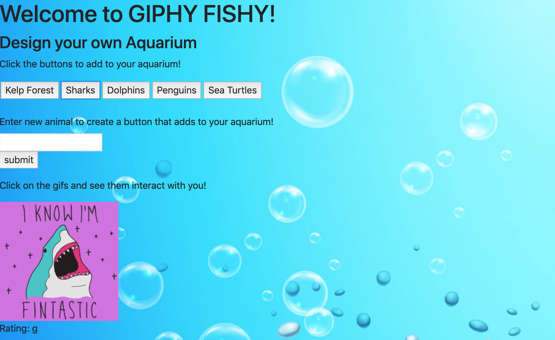 Screenshot of giphy fishy